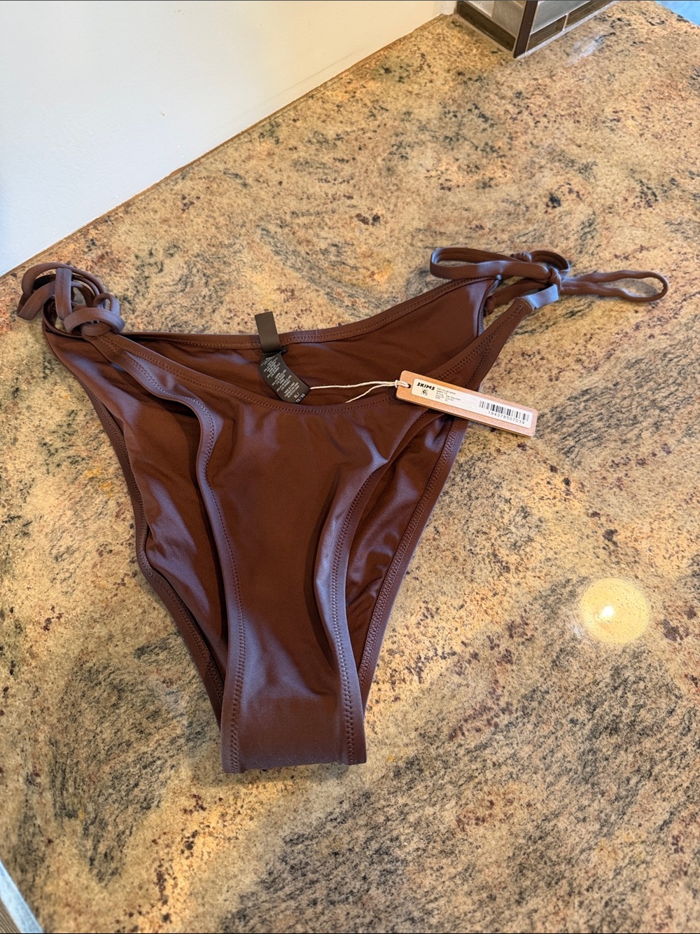 SKIMS Recycled Swim Dippy Tie Cocoa XL NWT